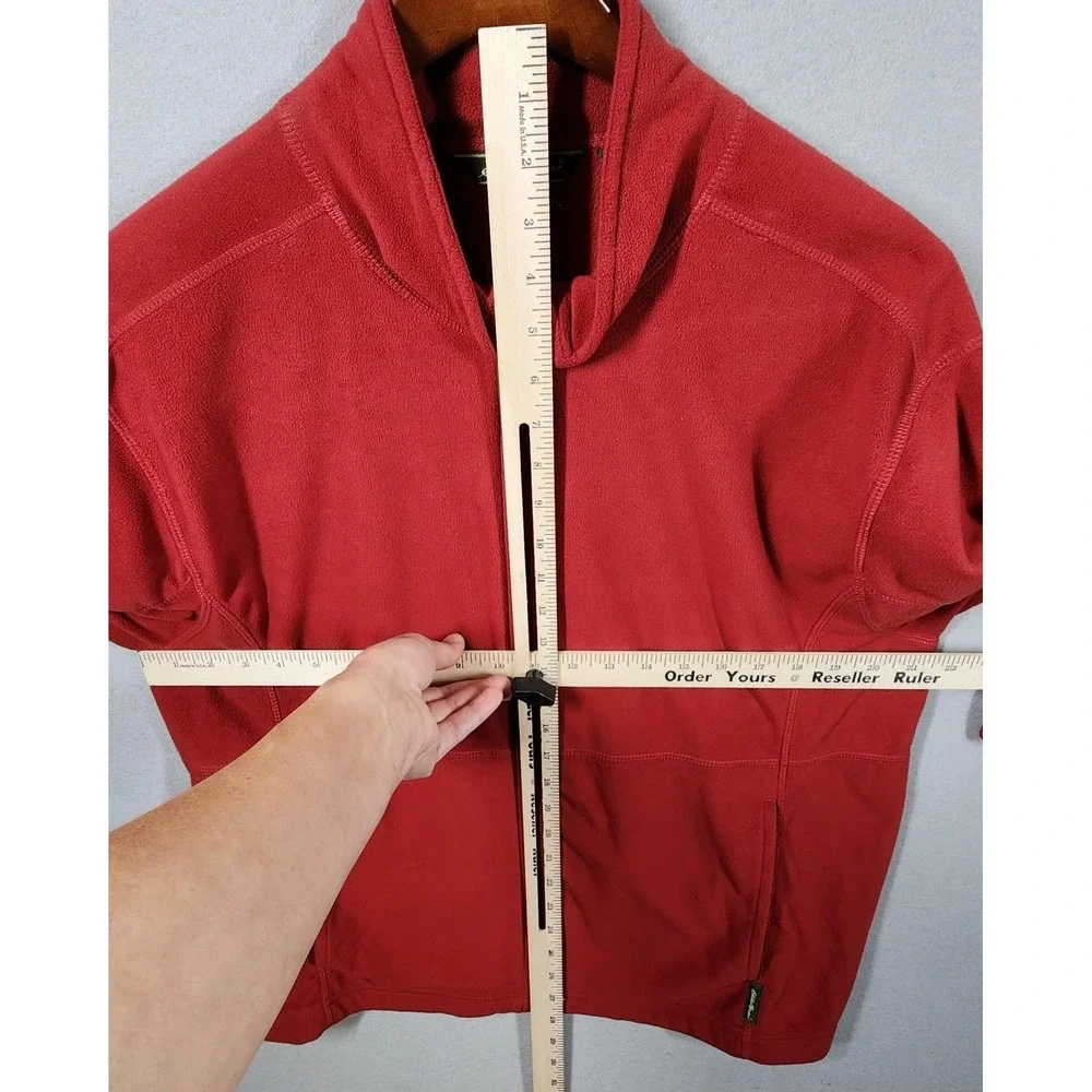 Eddie Bauer Jacket Mens Large‎ Red Full Zip Fleece Soft Warm Outdoor Zip Pockets
